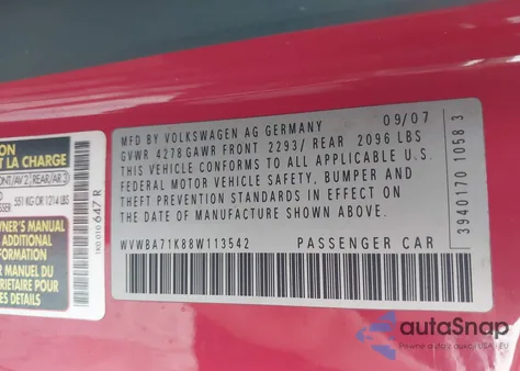 2008 Volkswagen Rabbit S из США, поврежденный, VIN WVWBA71K88W113542